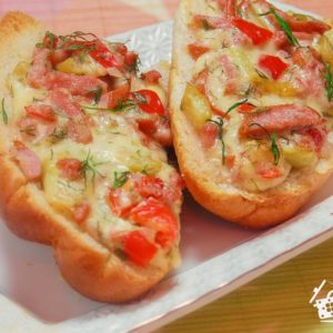 Горячая закуска в багете - пошаговый рецепт с фото
